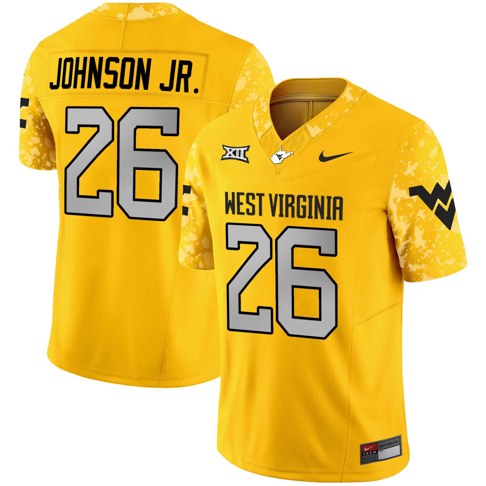 Men West Virginia Mountaineers #26 Johnson jr Yellow 2024 Nike Vapor Limited NCAA Jersey->indianapolis colts->NFL Jersey